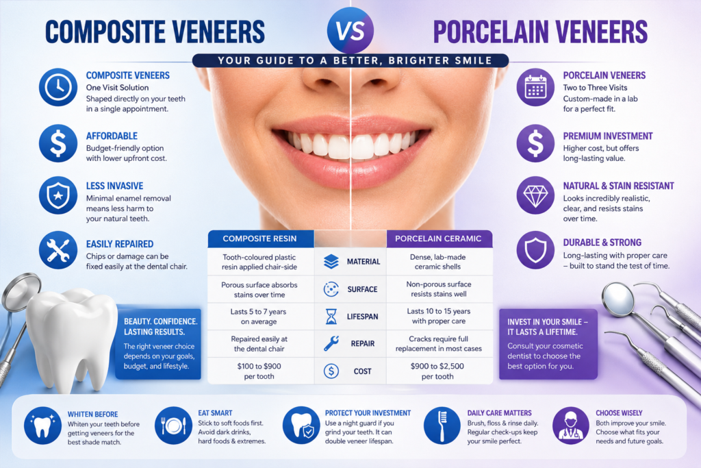 Composite Veneers vs Porcelain Veneers