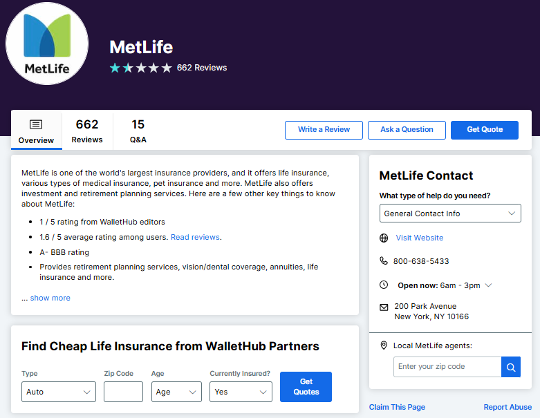 MetLife reviewers